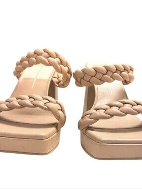 DV by Dolce Vita Nude Braided Strap Platform Block Heel Mules‎ Sandals Size 11